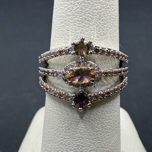 Bomp Party Trendsetter Size 6 Ring Lab Yellow Rainbow Topaz RBP4993 Rhodium